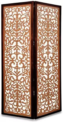 Artesia 2 Panel Wooden Room Divider (Brown) Solid Wood Decorative Screen Partition