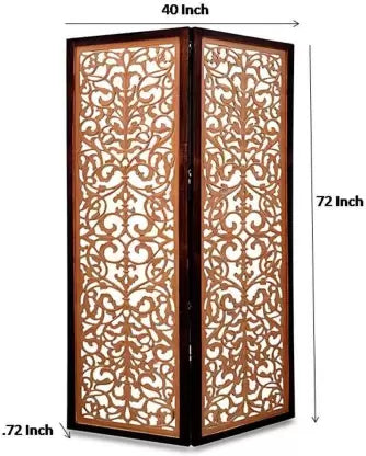 Artesia 2 Panel Wooden Room Divider (Brown) Solid Wood Decorative Screen Partition