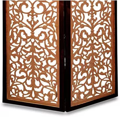 Artesia 2 Panel Wooden Room Divider (Brown) Solid Wood Decorative Screen Partition