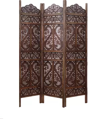 Artesia Handcrafted 3 Panel Wooden MDF Room Partition & Room Divider (Dark Brown) Solid Wood Decorative Screen Partition