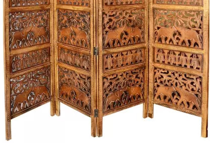 Artesia Handcrafted 4 Panel Solid Wood Decorative Screen Partition