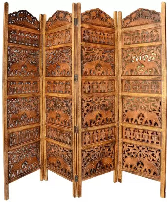 Artesia Handcrafted 4 Panel Solid Wood Decorative Screen Partition