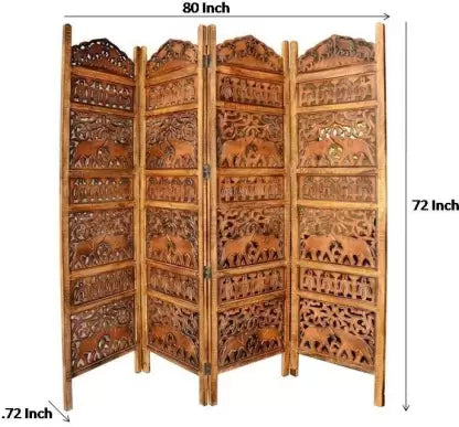 Artesia Handcrafted 4 Panel Solid Wood Decorative Screen Partition