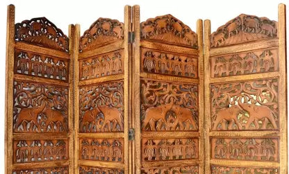 Artesia Handcrafted 4 Panel Solid Wood Decorative Screen Partition