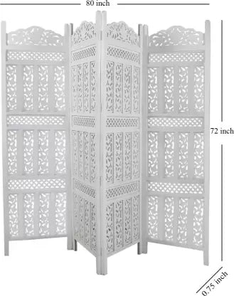 Artesia Handcrafted 4 Panel Wooden Room Partition & Room Divider (White)