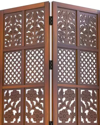 Artesia Handcrafted 4 Panel Wooden Solid Wood Decorative Room Divider (Dark Brown)