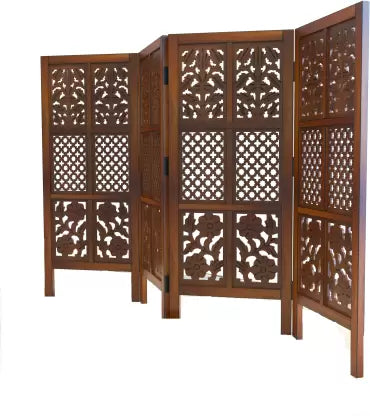 Artesia Handcrafted 4 Panel Wooden Solid Wood Decorative Room Divider (Dark Brown)