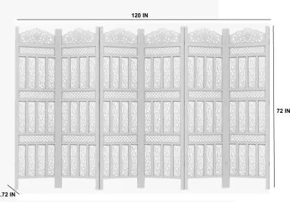 Artesia Handcrafted 6 Panel Wooden MDF Room Partition & Room Divider (White)